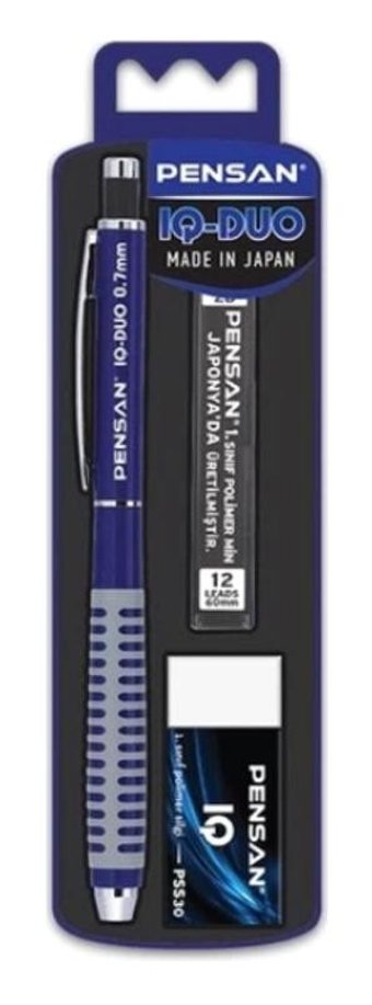 Pensan Iq Duo Silgili Krom Metalik Siyah 0.7 mm Versatil Kalem