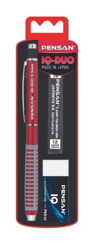 Pensan Iq Duo Silgili Metal Metalik Kırmızı 0.5 mm Versatil Kalem