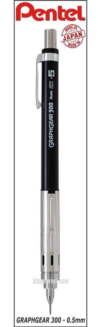 Pentel Graphgear Silgili Metal Metalik Siyah 0.5 mm Versatil Kalem