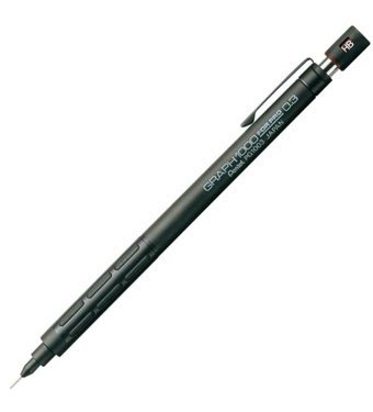 Pentel Graph 1000 Silgili Metal Metalik Siyah 0.3 mm Versatil Kalem