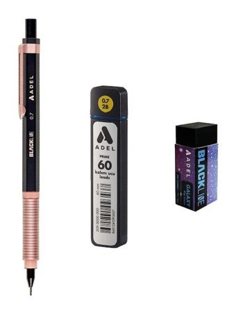 Adel Blackline Silgili Metal Metalik Pembe 0.7 mm Versatil Kalem