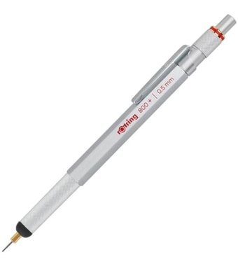 Rotring 800 Plus Silgili Krom Metalik Krom 0.5 mm Versatil Kalem