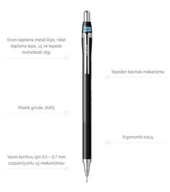 Scrikss Simo R&D Japan Metal Metalik Siyah 0.5 mm Versatil Kalem