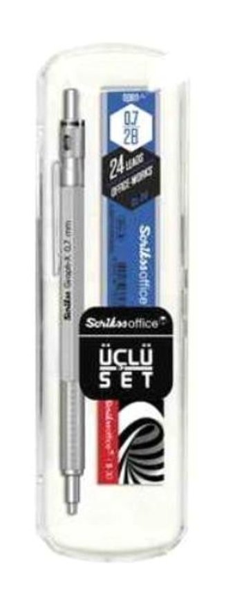 Scrikss Graph-X Silgili Krom Metalik Gri 0.7 mm Versatil Kalem