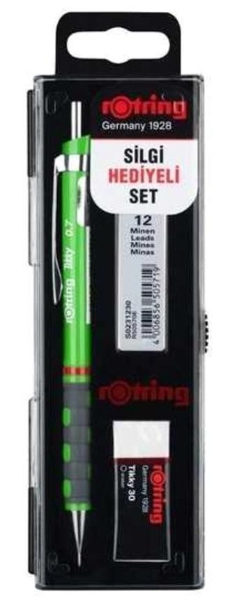 Rotring Tikky Silgili Krom Neon Yeşil 0.7 mm Versatil Kalem