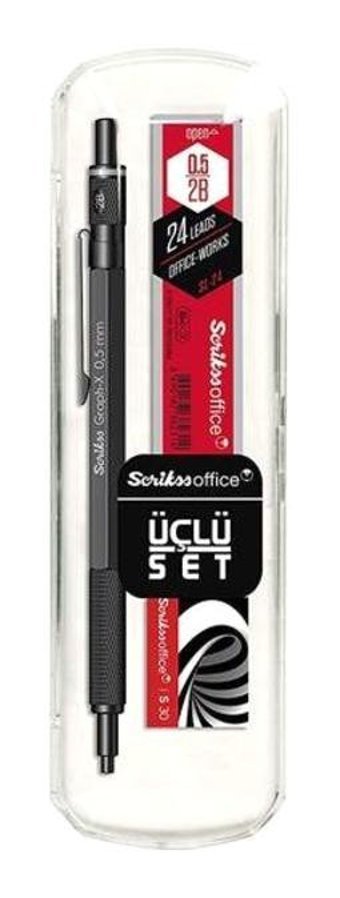 Scrikss Graph-X Silgili Krom Metalik Siyah 0.5 mm Versatil Kalem