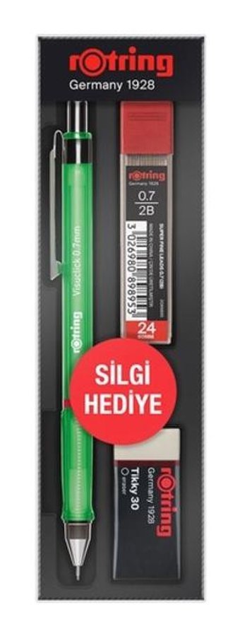 Rotring Visuclick Silgili Krom Metalik Yeşil 0.7 mm Versatil Kalem