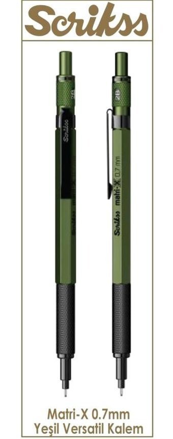 Scrikss Matri-X Silgili Krom Metalik Yeşil 0.7 mm Versatil Kalem