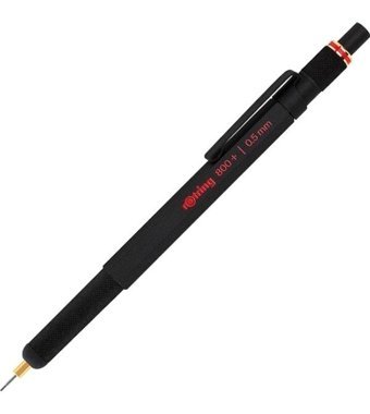 Rotring 800 Plus Silgili Krom Metalik Siyah 0.5 mm Versatil Kalem