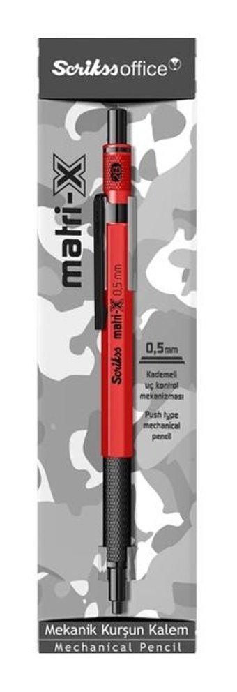 Scrikss Matri-X Silgili Krom Metalik Kırmızı 0.7 mm Versatil Kalem