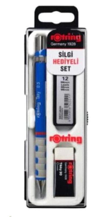 Rotring Silgili Krom Metalik Mavi 0.5 mm Versatil Kalem
