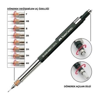 Faber-Castell Tk Fine Silgili Metal Metalik Yeşil 0.9 mm Versatil Kalem