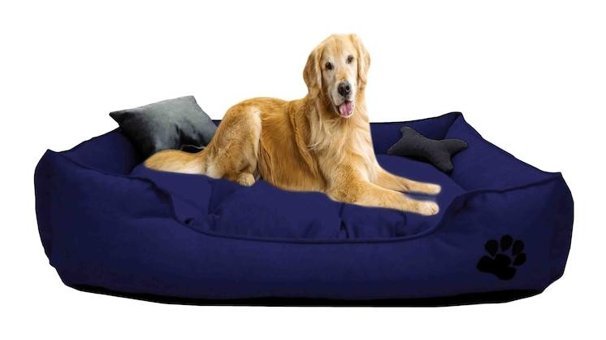 Mavi Vitrin İşlemeli Yıkanabilir Büyük Irk İç Mekan Köpek Yatağı Lacivert