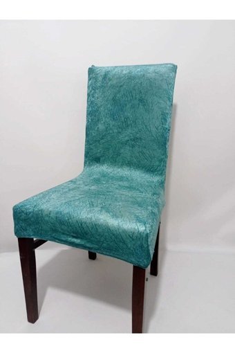 Sabire Home Kadife Likralı Jakarlı Süngerli Çizgili Giydirmeli Su Geçirmez Yeşil Tekli Koltuk Örtüsü 45x45 cm