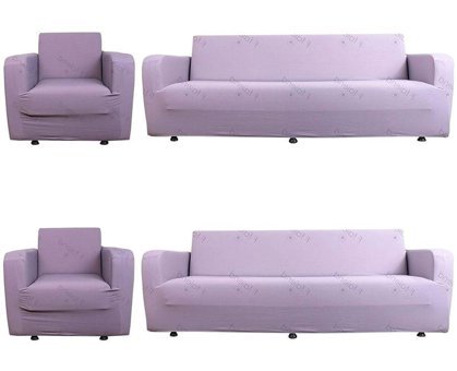 Bloom Home Polyester Likralı Süngersiz Düz Giydirmeli Lastikli Mor Dörtlü Koltuk Örtüsü 200x230 cm