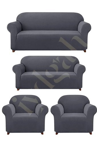 Iydgah Polyester Likralı Süngersiz Düz Giydirmeli Bordo 3-2-1-1 Koltuk Örtüsü 110x120 cm