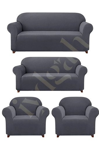 Iydgah Polyester Likralı Süngersiz Düz Giydirmeli Bordo 3-2-1-1 Koltuk Örtüsü 110x120 cm