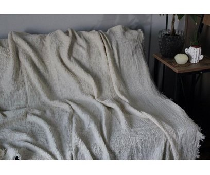 Brevis Müslin Saçaklı Süngersiz Düz Bej Tekli Koltuk Örtüsü 230x250 cm
