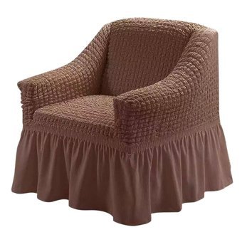 Karahanlı Pamuklu - Polyester Bürümcük Fırfırlı Süngersiz Kareli Giydirmeli Lacivert Tekli Koltuk Örtüsü 80x120 cm