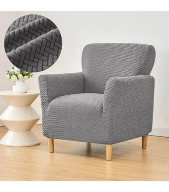 Güzel Aral GAHD-1 Pamuklu - Polyester Tuğla Desenli Giydirmeli Lastikli Gri Tekli Koltuk Örtüsü 60x80 cm