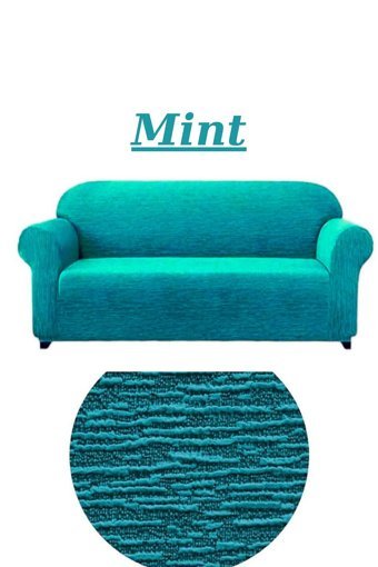Ensari Karaoğlu Pamuklu - Polyester Likralı Jakarlı Süngersiz Armürlü Giydirmeli Yeşil Üçlü Koltuk Örtüsü 180x230 cm
