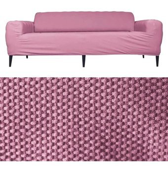 Tuchmall Polyester Likralı Süngerli Petek Desenli Giydirmeli Pembe Tekli Koltuk Örtüsü 180x240 cm