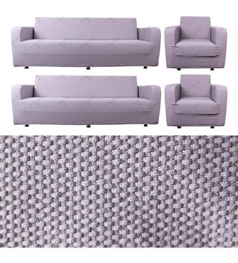 Tuchmall Polyester Likralı Süngerli Petek Desenli Giydirmeli Su Geçirmez Gri Dörtlü Koltuk Örtüsü 180x230 cm