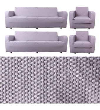Tuchmall Polyester Likralı Süngerli Petek Desenli Giydirmeli Su Geçirmez Gri Dörtlü Koltuk Örtüsü 180x230 cm