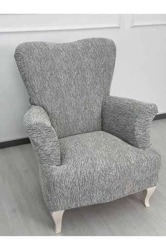Defne Home Pamuklu - Polyester Likralı Jakarlı Süngersiz Armürlü Giydirmeli Gri Tekli Koltuk Örtüsü 75x120 cm