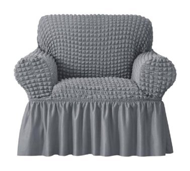 Eldost Ticaret Pamuklu - Polyester Bürümcük Jakarlı Süngersiz Armürlü Giydirmeli Gri Tekli Koltuk Örtüsü 70x115 cm