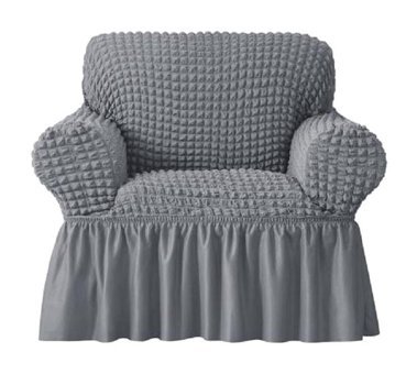 Eldost Ticaret Pamuklu - Polyester Bürümcük Jakarlı Süngersiz Armürlü Giydirmeli Gri Tekli Koltuk Örtüsü 70x115 cm