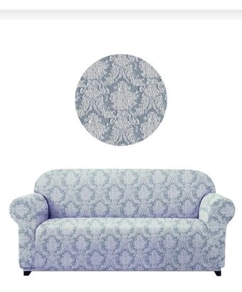Akbu Polyester Süngersiz Şal Desenli Giydirmeli Lastikli Gri Üçlü Koltuk Örtüsü 180x230 cm