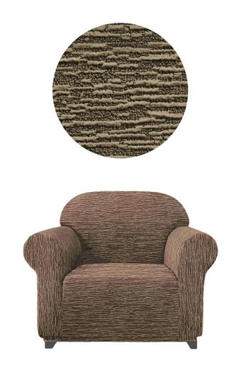 Elgeyar Polyester Likralı Jakarlı Süngersiz Armürlü Giydirmeli Kahverengi Tekli Koltuk Örtüsü 75x120 cm