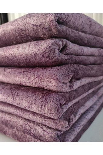 Selçuklu Tekstil Polyester Polar Pofuduk Süngerli Çizgili Mor Üçlü Koltuk Örtüsü 175x210 cm