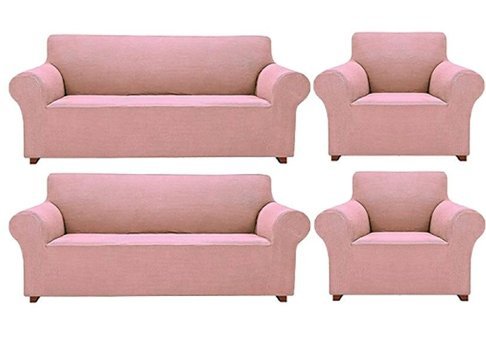 Elgeyar Polyester Likralı Jakarlı Süngersiz Armürlü Giydirmeli Pembe Sekizli Koltuk Örtüsü 180x230 cm
