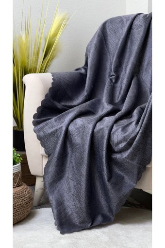 Evimebu Polyester Polar Jakarlı Süngersiz Gri Tekli Koltuk Örtüsü 170x210 cm