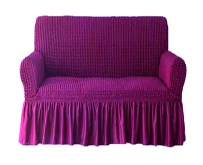 Bright Home Polyester Bürümcük Fırfırlı Süngersiz Düz Giydirmeli Lastikli Mor İkili Koltuk Örtüsü 115x175 cm