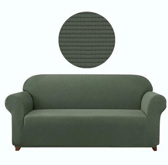 Sahibnur Polyester Likralı Jakarlı Süngersiz Düz Giydirmeli Yeşil Tekli Koltuk Örtüsü 180x230 cm