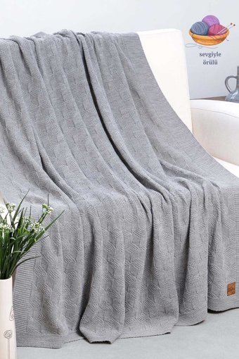 Dalisa Akrilik Örgü Jakarlı Süngersiz Kırmızı Üçlü Koltuk Örtüsü 130x170 cm