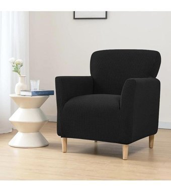 Hanemce Pamuklu - Polyester-Viskon Streç Süngersiz Kareli Giydirmeli Bej Tekli Koltuk Örtüsü 50x80 cm