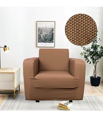 Btf Home Polyester Likralı Jakarlı Süngersiz Armürlü Giydirmeli Lastikli Kahverengi Tekli Koltuk Örtüsü 76x120 cm