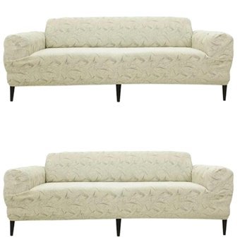Tuchmall Likralı Jakarlı Süngerli Kamuflaj Desenli Giydirmeli Bej Tekli Koltuk Örtüsü 180x230 cm