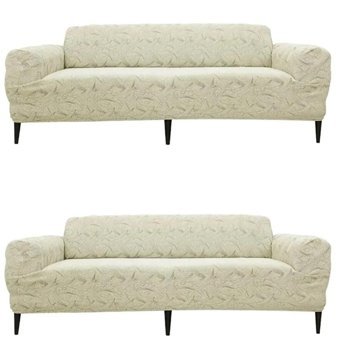 Tuchmall Likralı Jakarlı Süngerli Kamuflaj Desenli Giydirmeli Bej Tekli Koltuk Örtüsü 180x230 cm