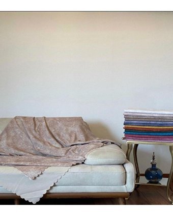 Poyraz Garanti Akrilik Nubuk Jakarlı Süngersiz Bej Tekli Koltuk Örtüsü 180x220 cm