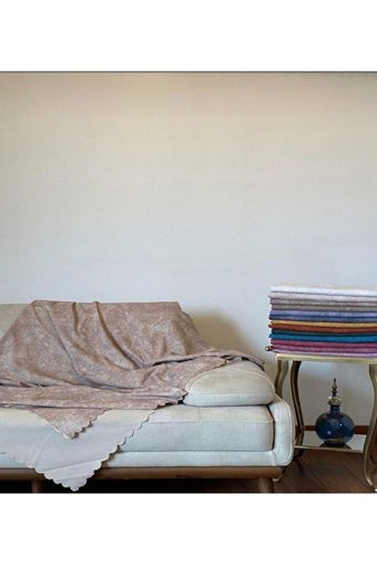 Poyraz Garanti Akrilik Nubuk Jakarlı Süngersiz Bej Tekli Koltuk Örtüsü 180x220 cm