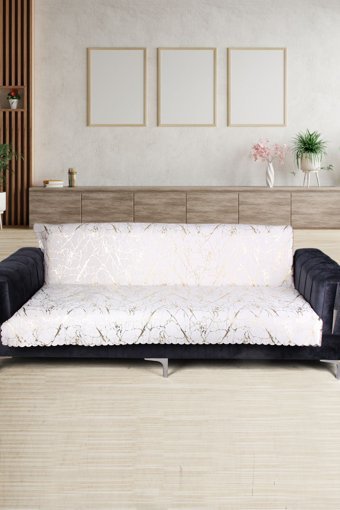 Bonny Home Kadife Varaklı Süngerli Bej Tekli Koltuk Örtüsü 170x210 cm