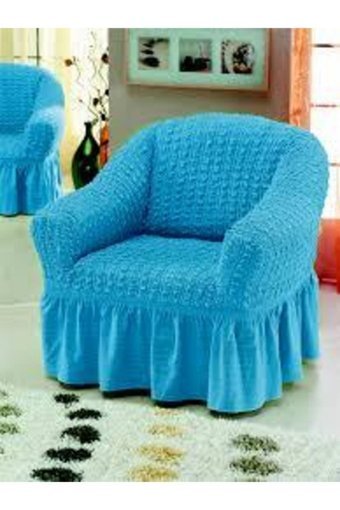 Elgeyar Pamuklu - Polyester Bürümcük Jakarlı Süngersiz Armürlü Giydirmeli Turkuaz Tekli Koltuk Örtüsü 70x80 cm