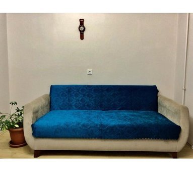 Küçüksoy Kadife Süngerli Geometrik Desenli Lacivert Tekli Koltuk Örtüsü 170x210 cm