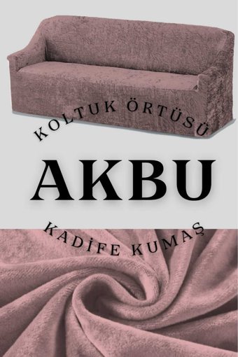 Akbu Kadife Süngersiz Düz Giydirmeli Lastikli Pembe Tekli Koltuk Örtüsü 180x220 cm