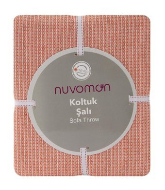 Nuvomon Pamuklu - Polyester Süngersiz Petek Desenli Turuncu Tekli Koltuk Örtüsü 170x226 cm